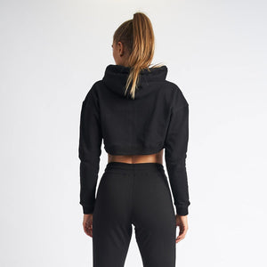 Vanquish Women's Black Essential Cropped Hoodie